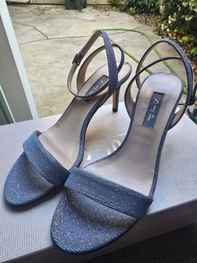 SJP by Sarah Jessica Parker Teal Blue Glitter Slingback Heels